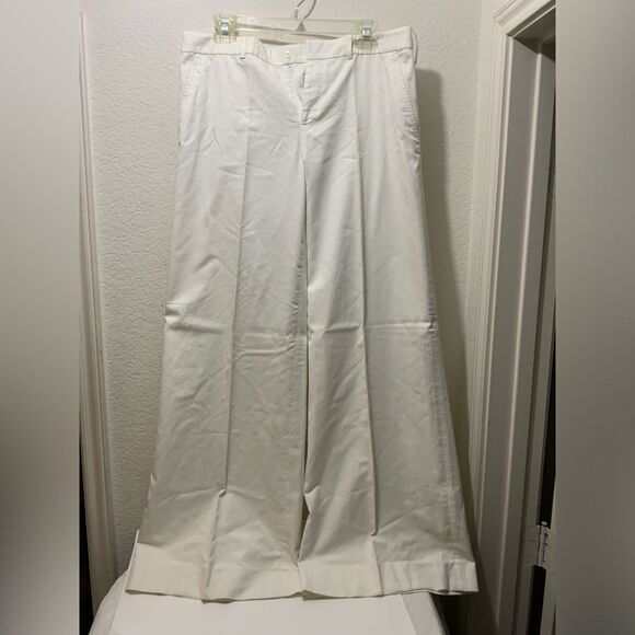 Ralph Lauren Black Label 100% cotton Wide Leg White Pants lined 10 no pockets - Picture 1 of 15